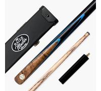 BAIZE MASTER Gold Series MARKSMAN 57 Inch ¾ Joint English Pool Cue with 8.5mm Blue Pressed Tip, Black Hard Case and 6 Inch Mini Butt Extension (Blue)