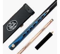 BAIZE MASTER Gold Series MARKSMAN 57 Inch ¾ Joint English Pool Cue with 8.5mm Blue Pressed Tip, Black Hard Case and 6 Inch Mini Butt Extension (Azure)