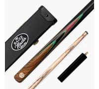 BAIZE MASTER Gold Series MARKSMAN 57 Inch ¾ Joint English Pool Cue with 8.5mm Blue Pressed Tip, Black Hard Case and 6 Inch Mini Butt Extension (Scarlet)