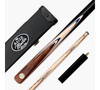 BAIZE MASTER Gold Series MARKSMAN 57 Inch ¾ Joint English Pool Cue with 8.5mm Blue Pressed Tip, Black Hard Case and 6 Inch Mini Butt Extension (Maple)