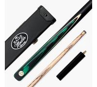 BAIZE MASTER Gold Series MARKSMAN 57 Inch ¾ Joint English Pool Cue with 8.5mm Blue Pressed Tip, Black Hard Case and 6 Inch Mini Butt Extension (Green)