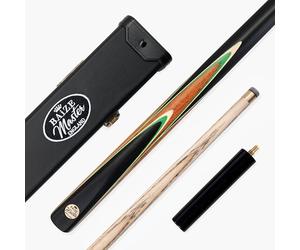 BAIZE MASTER Gold Series MARKSMAN 57 Inch ¾ Joint English Pool Cue with 8.5mm Blue Pressed Tip, Black Hard Case and 6 Inch Mini Butt Extension (Forest)