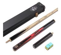 BAIZE MASTER Gold Series RED EMPEROR 8-BALL POOL CUE SET with 57 Inch Hand Spliced 3/4 Joint Cue 8mm Tip, Deluxe Black Interior Hard Case and 2 x Chalk (Red)