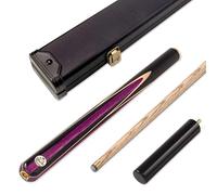 BAIZE MASTER JESTER 3/4 57 Inch Ash Snooker Pool Cue and Case Set 9.5mm Tip - With 3/4 Black Interior Case and Long Telescopic Extension (Purple)