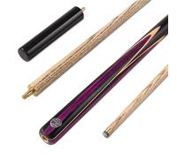 BAIZE MASTER JESTER 57 Inch 2 Piece Centre Joint Ash Snooker Pool Cue with 9.5mm Tip - Mini Butt Included (Purple)