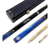 BAIZE MASTER Jimmy White Signature Conquest 57 Inch 2 Piece Snooker Pool Cue and Case Set with 2 Piece Black White Interior Case - 9.5mm Tip (Blue)