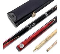 BAIZE MASTER Jimmy White Signature Victory 57 Inch 2 Piece Snooker Pool Cue and Case Set with 2 Piece Black White Interior Case - 9.5mm Tip (Red)