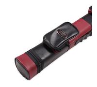 BAIZE MASTER Leather Patch Effect Square Cue Case - Holds 2 Centre Jointed Cues (Burgundy and Black)
