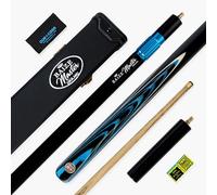 BAIZE MASTER Midnight Azure 58 Inch ¾ Joint Ash Snooker Pool Cue and Case Set 9.5mm Tip with 3/4 Black Hard Case, Long Telescopic Extension, Mini Butt, Cue Towel and Chalks (Cue and Case Set)