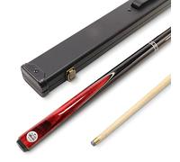 BAIZE MASTER Silver Series 52 Inch RED CONQUEST Snooker Pool 2pc Ash Cue Set Black Metal Badge Case - 9.5mm