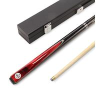 BAIZE MASTER Silver Series CONQUEST 42 Inch Junior Kids 2 Piece Centre Joint Short Ash Snooker Pool Cue and Case Set with Medium Black Hard Case - 9.5mm Tip (Red)