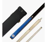 BAIZE MASTER Silver Series CONQUEST 42 Inch Junior Kids 2 Piece Centre Joint Short Ash Snooker Pool Cue with 9.5mm Layered Tip (Blue with Case)