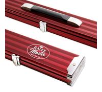 BAIZE MASTER Wide 3/4 PRO LINE Aluminium Metal Ends Snooker Pool Cue Case - Holds 2 Cues (Red)