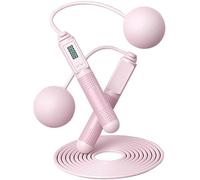 BAIZHONGJIE Cordless Jump Rope,2 In 1 Digital Counting Speed Jumping Rope,Adjustable Weighted Speed Skipping Rope Jump Rope for Home,Gym,Pink