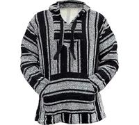 Baja Hoodie - Mexican Jerga Hooded Top Brushed Cotton Pullover - Stripe Hippie Festival Jumper for Men and Women