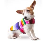 Baja Ponchos Dog Clothes - Handmade Dog Poncho from Authentic Mexican Blanket (Pink No Fringe, Small)