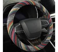 Baja Steering Wheel Cover,Boho Style Saddle Blanket Cloth Flax,Anti-Slip, Fit Most Cars Sedan SUV Vans (Standard Size [14.5"-15"])
