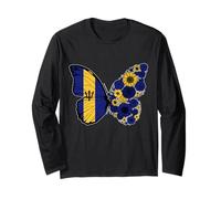 Bajan Girls Roots Barbados Pride Heritage Butterfly Women Long Sleeve T-Shirt