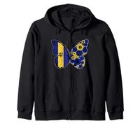Bajan Girls Roots Barbados Pride Heritage Butterfly Women Zip Hoodie
