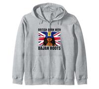 Bajan Roots British Born Girl Pride Barbados Heritage Zip Hoodie