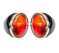Bajato 2 X Round Vintage Tractor Rear Tail Lamp Light 12v with Licence Plate Window with Bulb - 11000803 (set of 2)