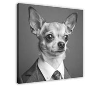 BAJHTGHG Chihuahua in Suit Canvas Poster Wall Art Print Picture Paintings 24x24inch(60x60cm)