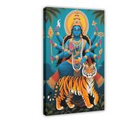 BAJHTGHG Durga, The Hindu Goddess of Protection, And The Tiger Canvas Poster Wall Art Print Picture Paintings 12x18inch(30x45cm)