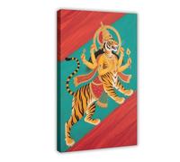 BAJHTGHG Durga, The Hindu Goddess of Protection, And The Tiger Canvas Poster Wall Art Print Picture Paintings 24x36inch(60x90cm)