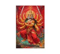 BAJHTGHG Durga, The Hindu Goddess of Protection, And The Tiger Canvas Poster Wall Art Print Picture Paintings 08x12inch(20x30cm)