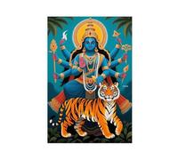 BAJHTGHG Durga, The Hindu Goddess of Protection, And The Tiger Canvas Poster Wall Art Print Picture Paintings 16x24inch(40x60cm)