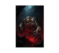 BAJHTGHG In The Terrifying, Dark Hell of The Bloody Tiger Canvas Poster Wall Art Print Picture Paintings 08x12inch(20x30cm)