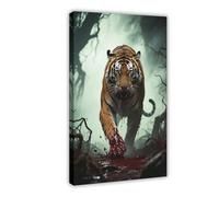BAJHTGHG In The Terrifying, Dark Hell of The Bloody Tiger Canvas Poster Wall Art Print Picture Paintings 08x12inch(20x30cm)