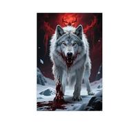 BAJHTGHG In The Terrifying Hell of Bloodshed, Arctic Wolf Canvas Poster Bedroom Decor Landscape Decor Gift 24x36inch(60x90cm)