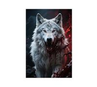 BAJHTGHG In The Terrifying Hell of Bloodshed, Arctic Wolf Canvas Poster Bedroom Decor Landscape Decor Gift 20x30inch(50x75cm)