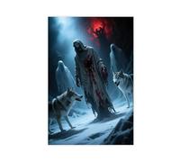 BAJHTGHG In The Terrifying Hell of Bloodshed, Arctic Wolf Canvas Poster Bedroom Decor Landscape Decor Gift 08x12inch(20x30cm)