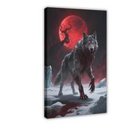 BAJHTGHG In The Terrifying Hell of Bloodshed, Arctic Wolf Canvas Poster Bedroom Decor Landscape Decor Gift 24x36inch(60x90cm)