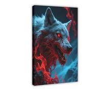 BAJHTGHG In The Terrifying Hell of Bloodshed, Arctic Wolf Canvas Poster Bedroom Decor Landscape Decor Gift 24x36inch(60x90cm)