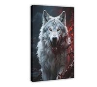 BAJHTGHG In The Terrifying Hell of Bloodshed, Arctic Wolf Canvas Poster Bedroom Decor Landscape Decor Gift 08x12inch(20x30cm)