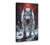BAJHTGHG In The Terrifying Hell of Bloodshed, Arctic Wolf Canvas Poster Bedroom Decor Landscape Decor Gift 24x36inch(60x90cm)
