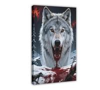 BAJHTGHG In The Terrifying Hell of Bloodshed, Arctic Wolf Canvas Poster Bedroom Decor Landscape Decor Gift 20x30inch(50x75cm)