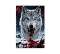 BAJHTGHG In The Terrifying Hell of Bloodshed, Arctic Wolf Canvas Poster Wall Art Print Picture Paintings 24x36inch(60x90cm)
