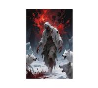 BAJHTGHG In The Terrifying Hell of Bloodshed, Arctic Wolf Canvas Poster Wall Art Print Picture Paintings 24x36inch(60x90cm)