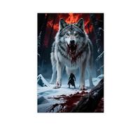 BAJHTGHG In The Terrifying Hell of Bloodshed, Arctic Wolf Canvas Poster Wall Art Print Picture Paintings 20x30inch(50x75cm)