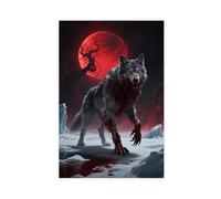 BAJHTGHG In The Terrifying Hell of Bloodshed, Arctic Wolf Canvas Poster Wall Art Print Picture Paintings 12x18inch(30x45cm)