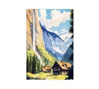 BAJHTGHG Lauterbrunnen Waterfall Canvas Poster Bedroom Decor Landscape Decor Gift 12x18inch(30x45cm)