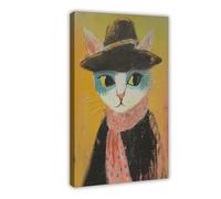 BAJHTGHG Pop Art Cat in Hat Poster Canvas Poster Bedroom Decor Landscape Decor Gift 12x18inch(30x45cm)