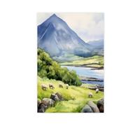 BAJHTGHG Snowdonia National Park Watercolor Canvas Poster Wall Art Print Picture Paintings 20x30inch(50x75cm)