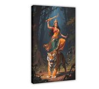 BAJHTGHG The Hindu Goddess Durga with A Tiger Canvas Poster Bedroom Decor Landscape Decor Gift 16x24inch(40x60cm)