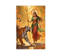 BAJHTGHG The Hindu Goddess Durga with A Tiger Canvas Poster Bedroom Decor Landscape Decor Gift 20x30inch(50x75cm)