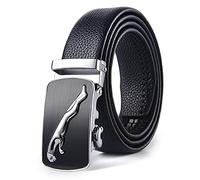 BAJIE Men's belt Belt Male Genuine Leather Men'S Simple Belt Fashion Designer Business New Belt Jaguar Pattern Decorative Alloy Automatic Buckle